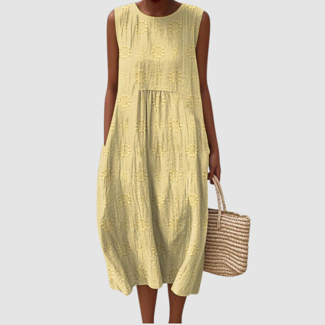 Allison · Abito midi in cotone ricamato con tasche