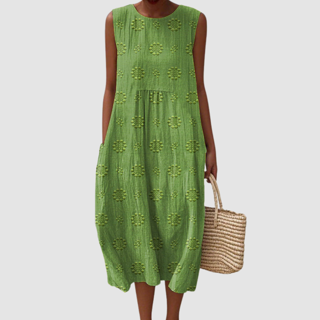 Allison · Abito midi in cotone ricamato con tasche