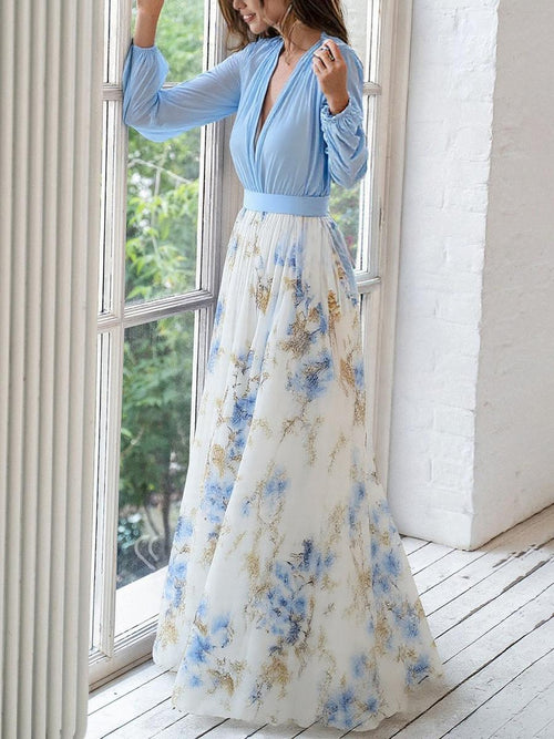 Abigail · Abito lungo a fiori con scollo a V