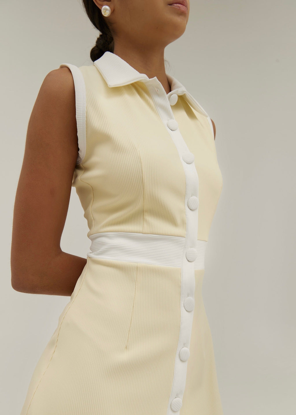 Andie · Abito copricostume con colletto — Limone/Bianco
