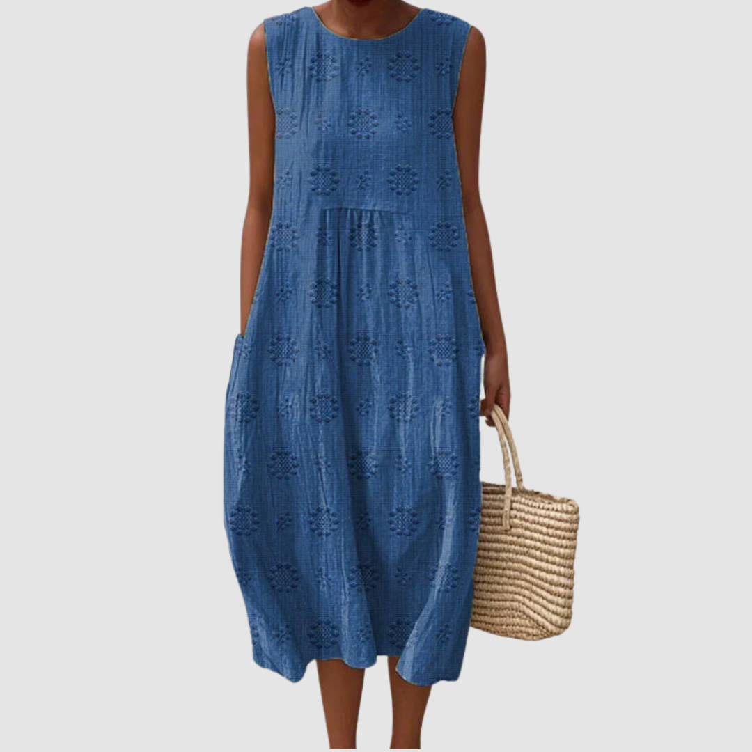 Allison · Abito midi in cotone ricamato con tasche