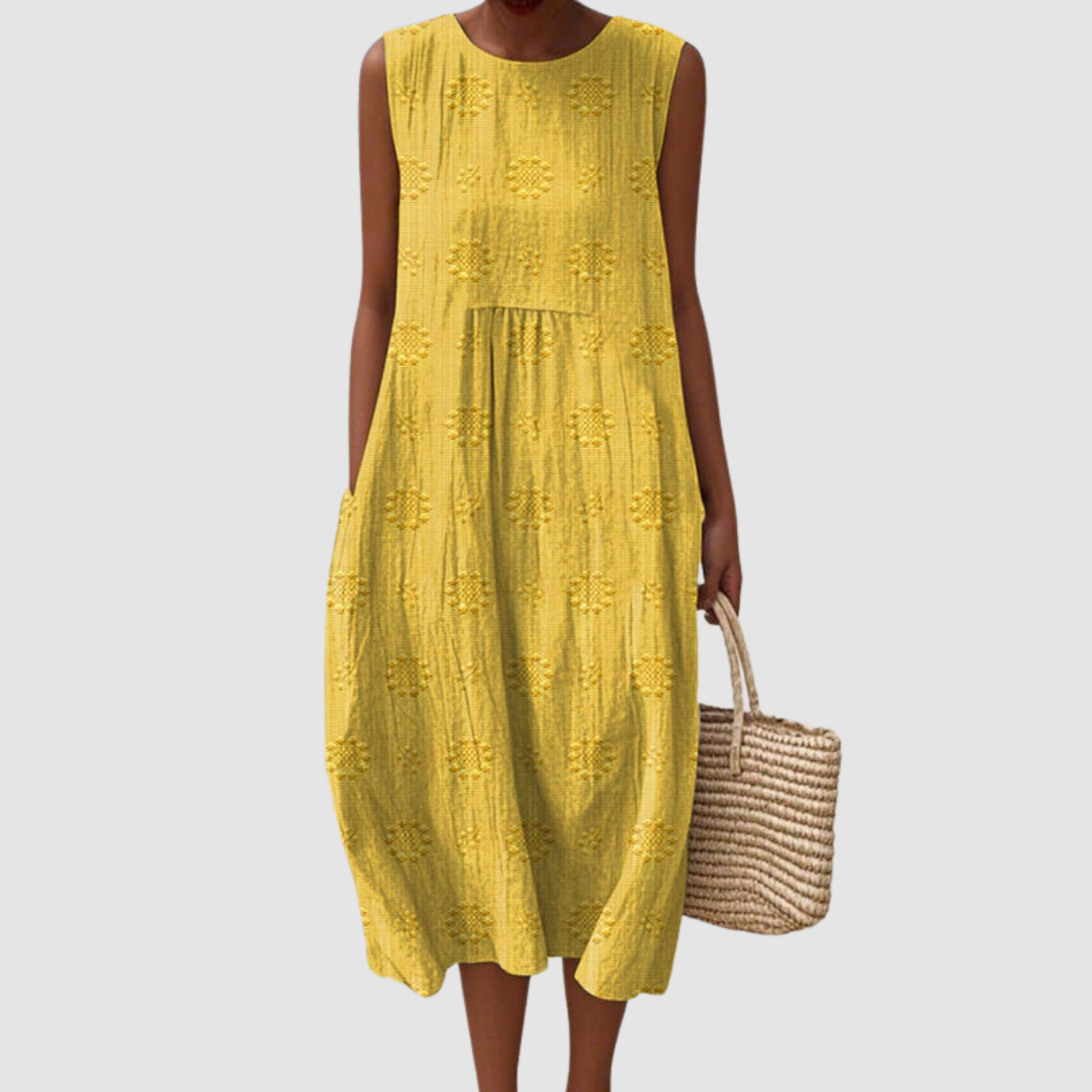 Allison · Abito midi in cotone ricamato con tasche