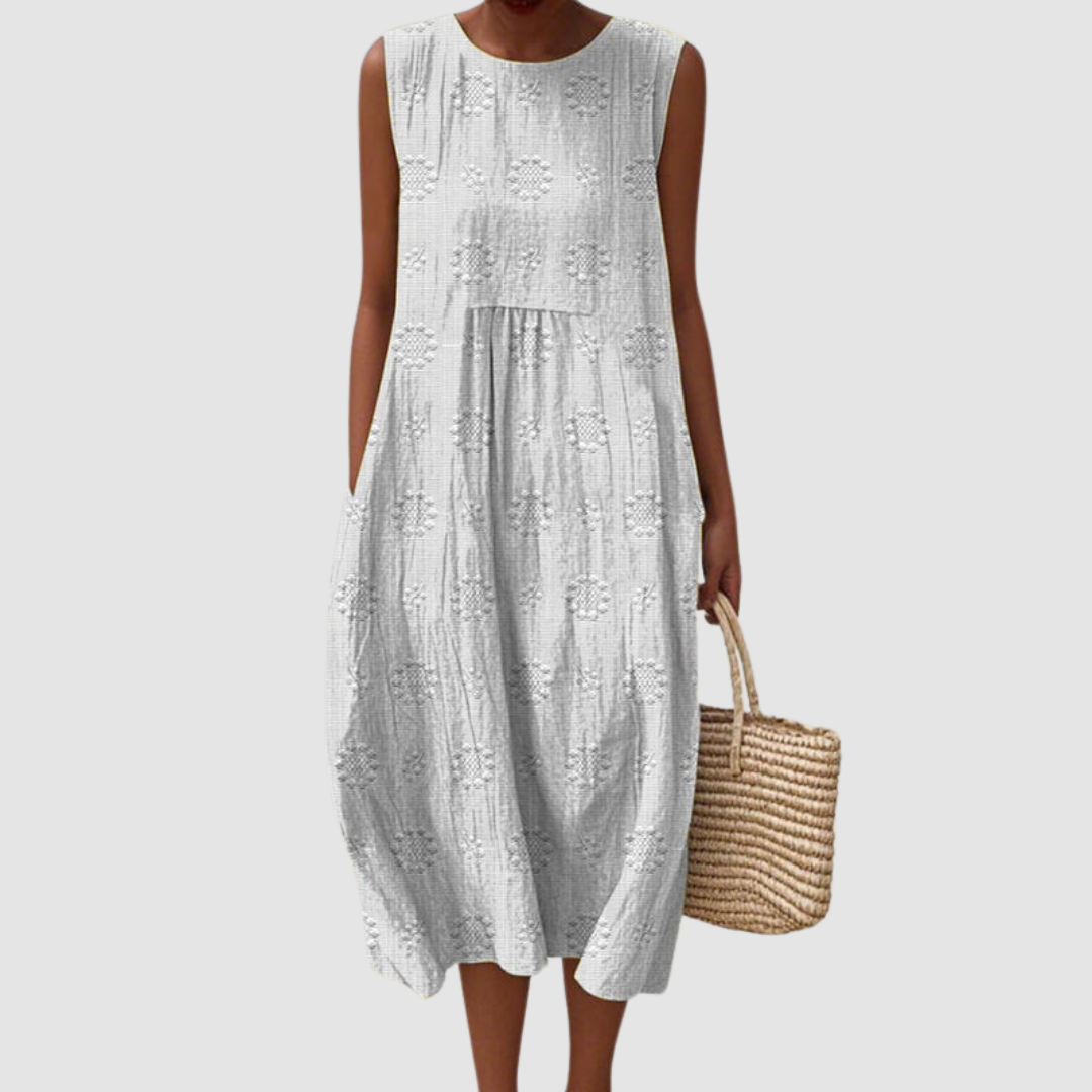 Allison · Abito midi in cotone ricamato con tasche
