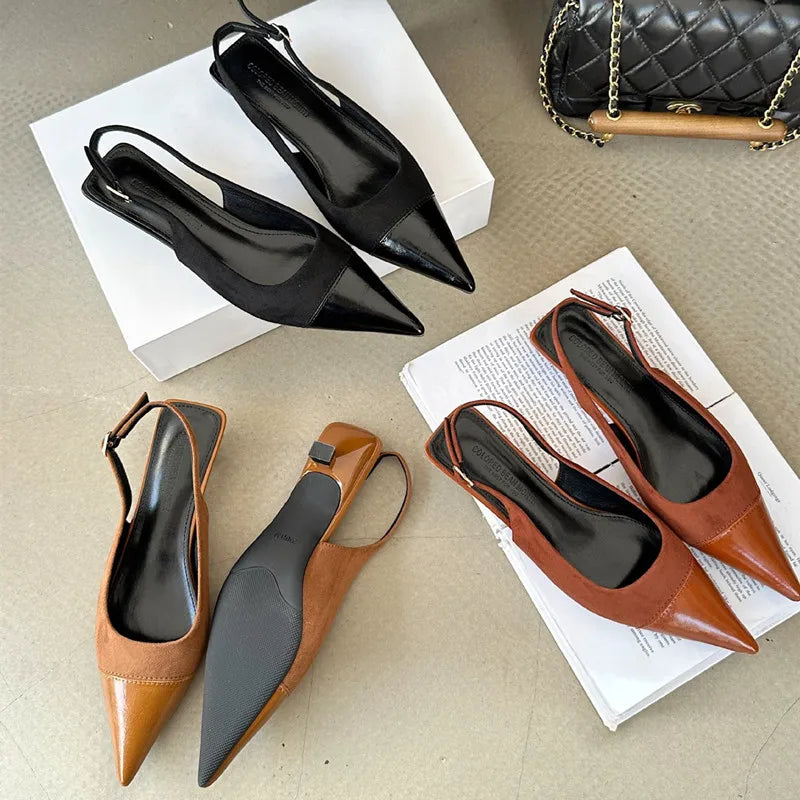 Alicia · Slingback in camoscio con tacco a rocchetto