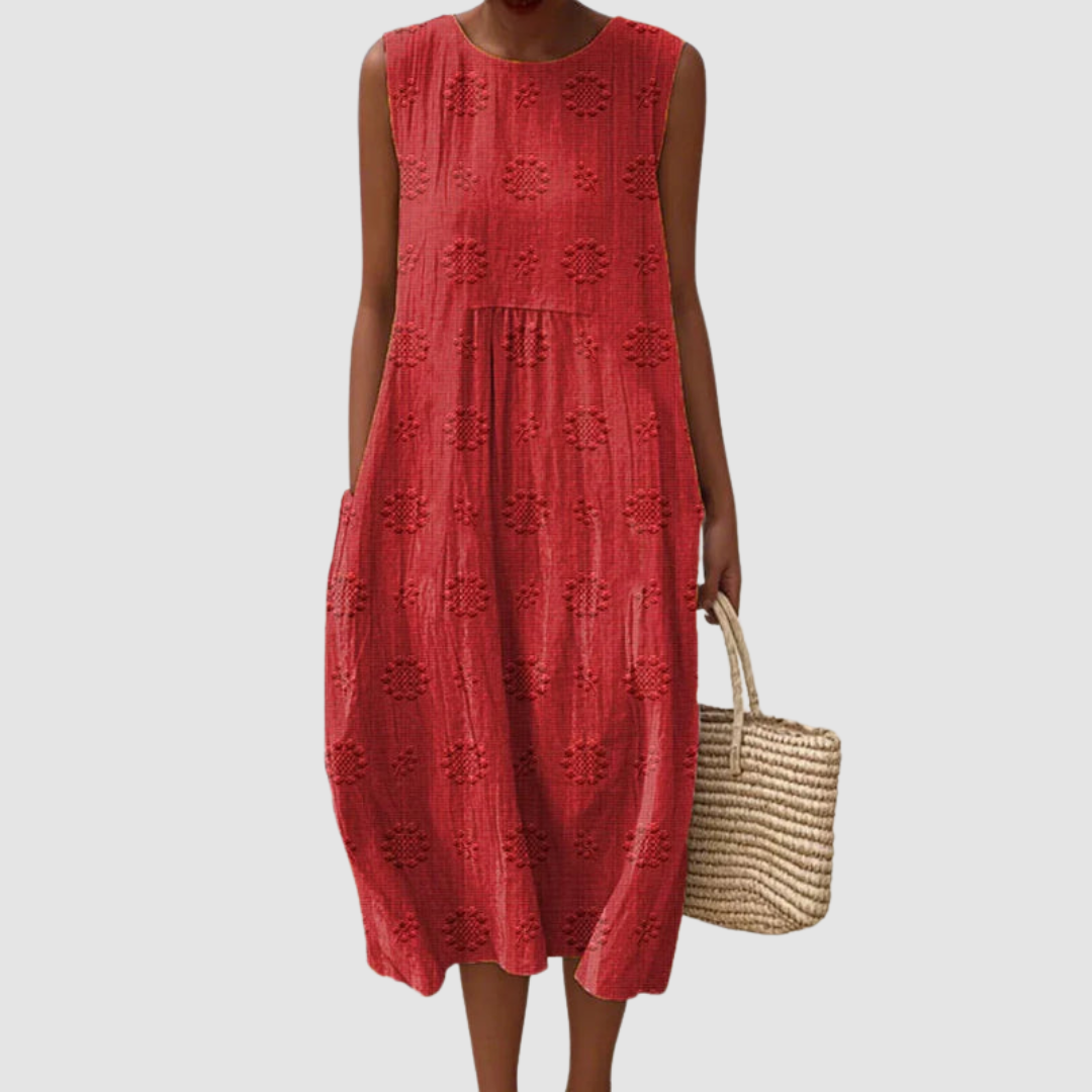 Allison · Abito midi in cotone ricamato con tasche