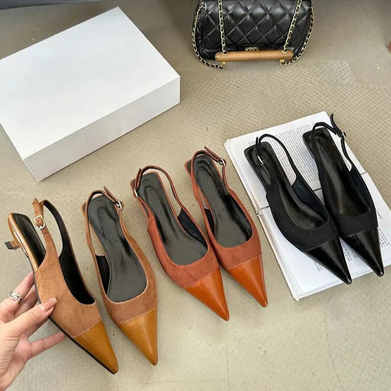 Alicia · Slingback in camoscio con tacco a rocchetto