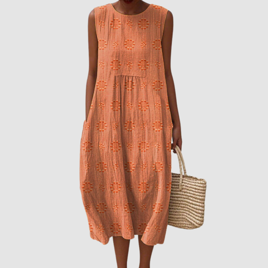 Allison · Abito midi in cotone ricamato con tasche