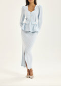 Anastasia Cable Knitted Skirt | Pastel Blue