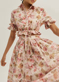 Anna · Camicia a fiori con laccio in vita — Rosa