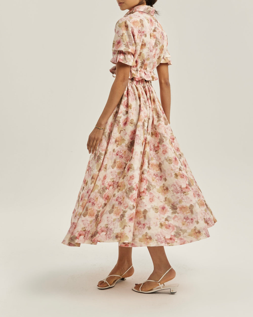 Anna · Camicia a fiori con laccio in vita — Rosa