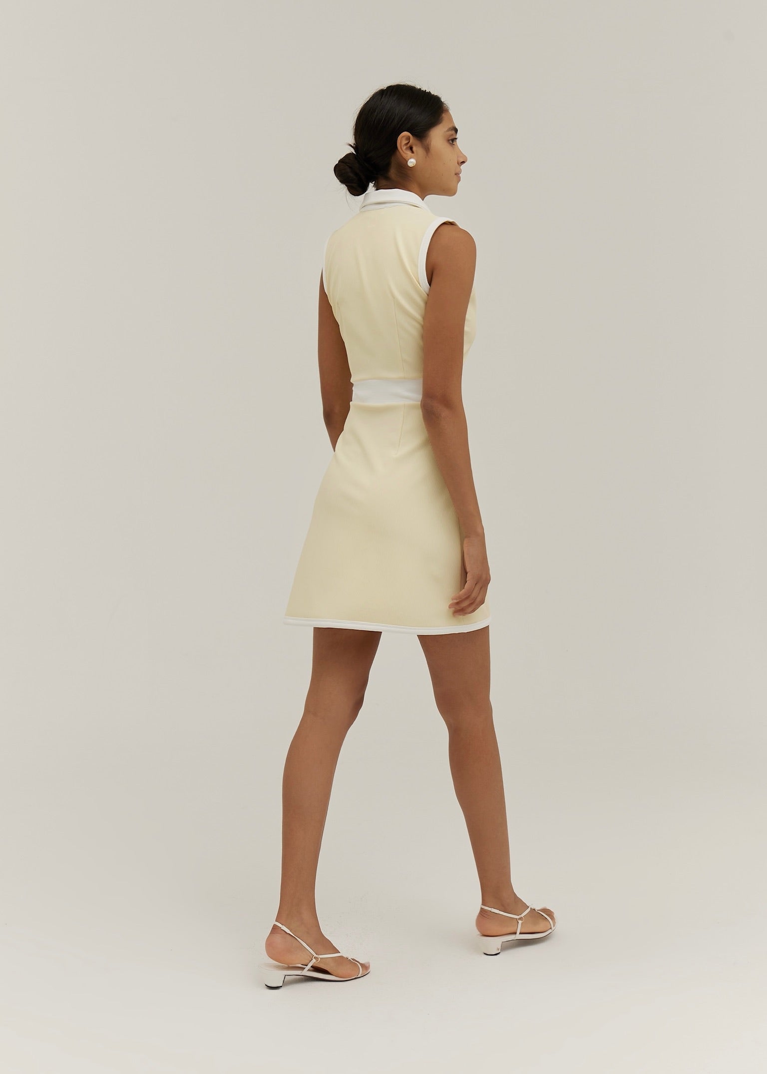 Andie · Abito copricostume con colletto — Limone/Bianco