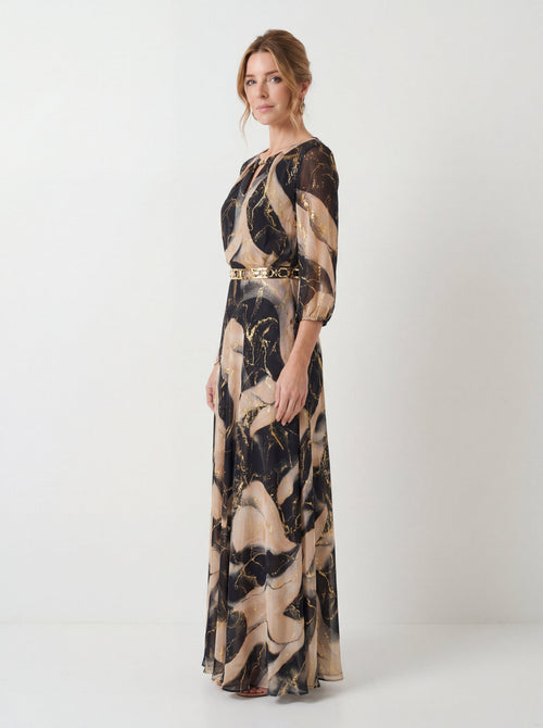 Freesia | Mönstrad chiffongklänning