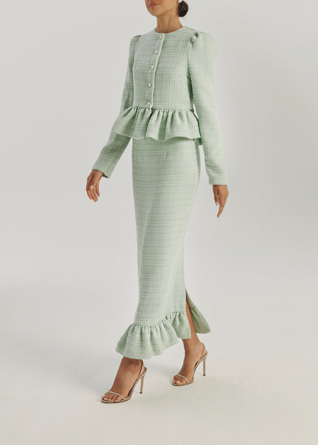 Andora Peplum Pencil Skirt | Pistachio