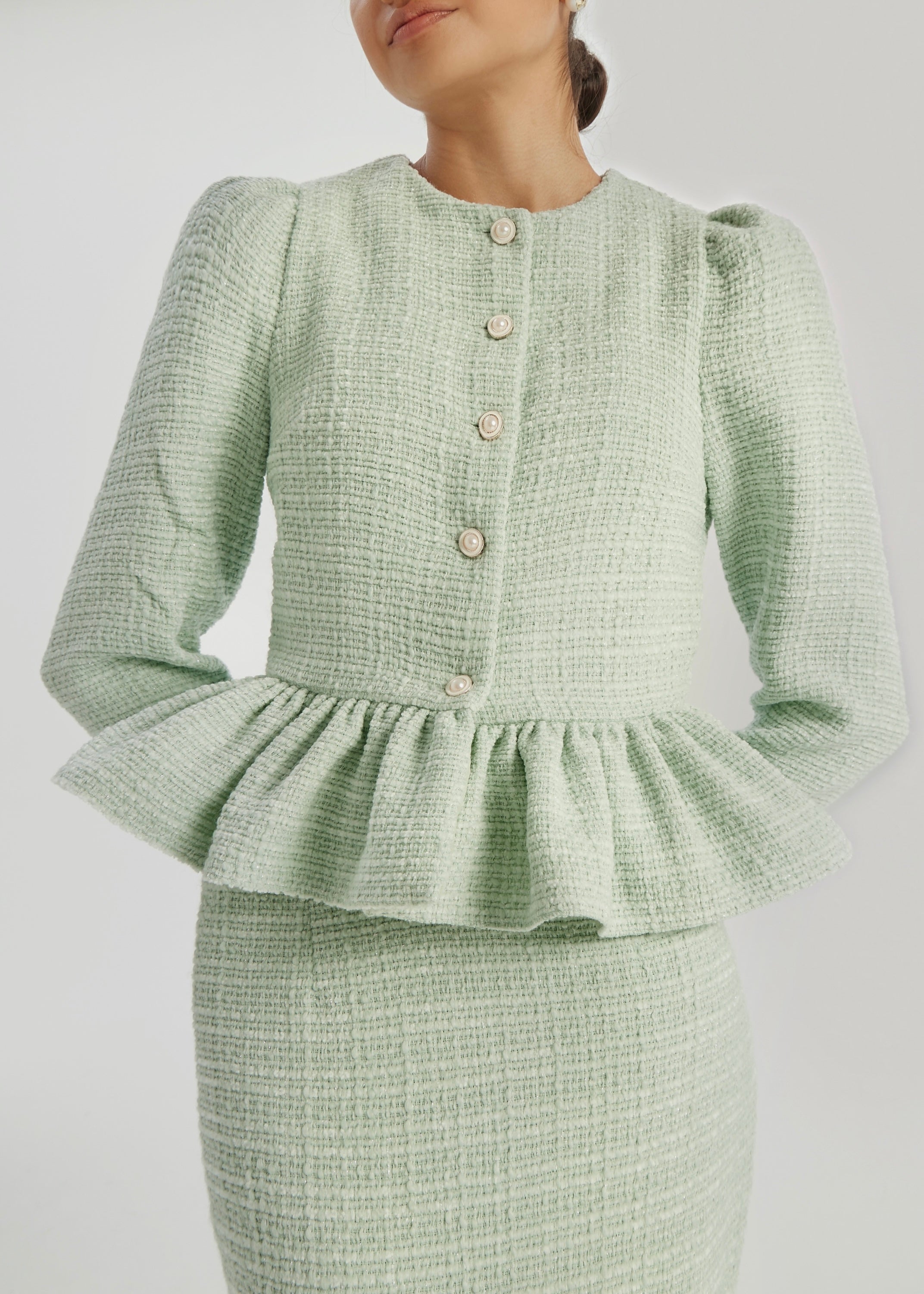 Andora Peplum Pencil Skirt | Pistachio