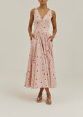 Antalia Stripe & Embroidered Day Dress | Red/White