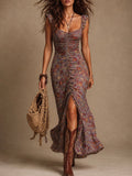 Nolwenn · Vestido Largo Floral con Abertura Lateral