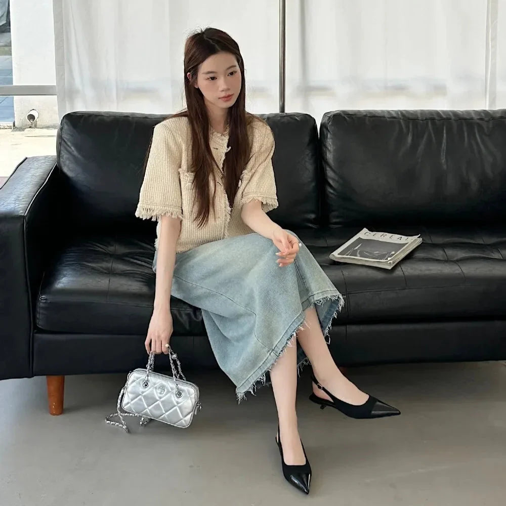 Alicia · Slingback in camoscio con tacco a rocchetto
