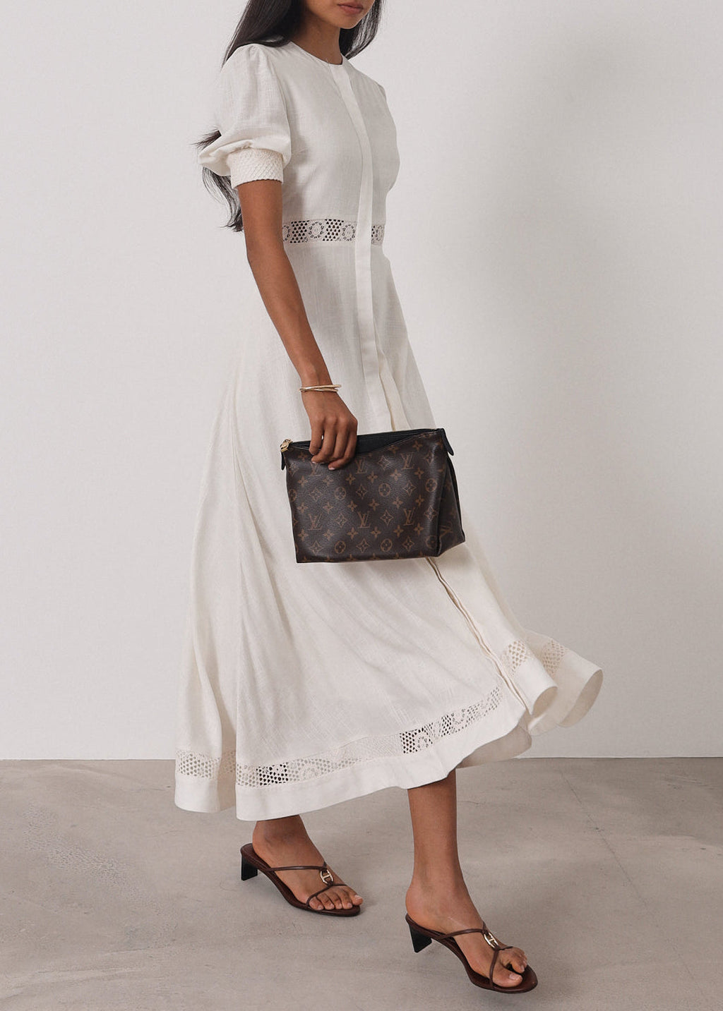 Anice · Abito in misto lino con pizzo — Avorio