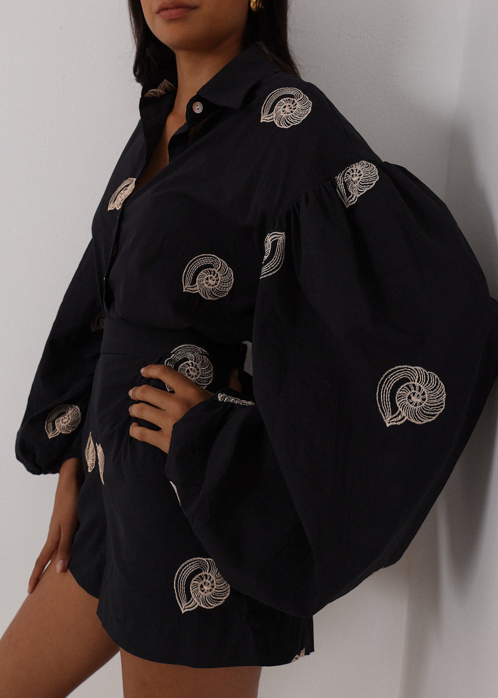 Avia Embroidered Cotton Shorts | Black