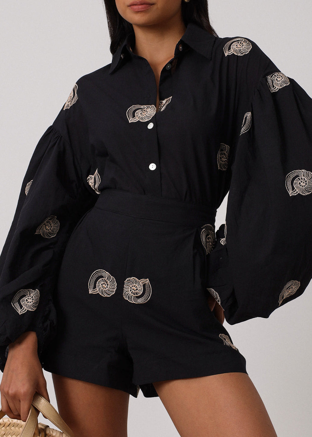 Avia Embroidered Cotton Shorts | Black