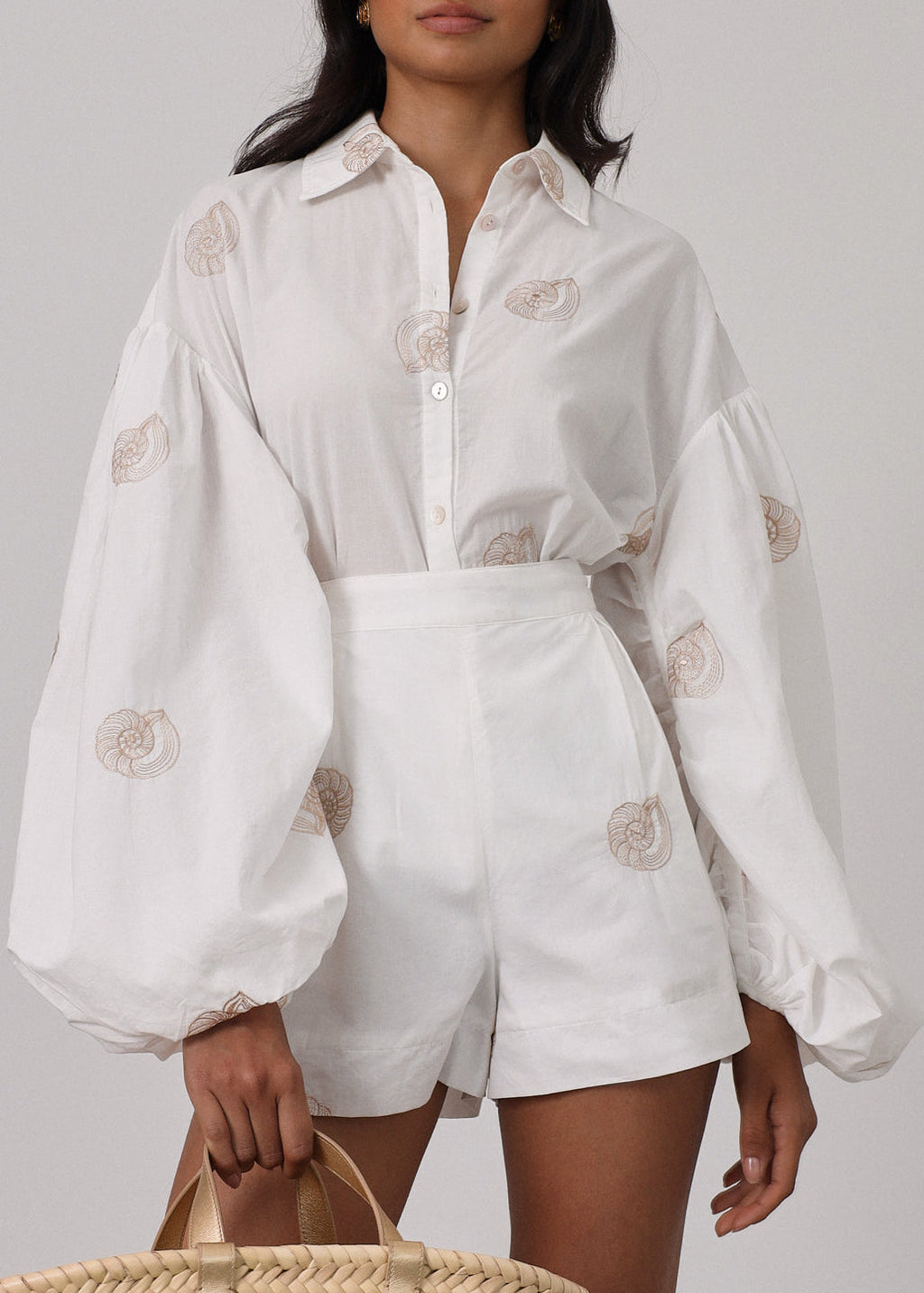 Avia Embroidered Cotton Shorts | White