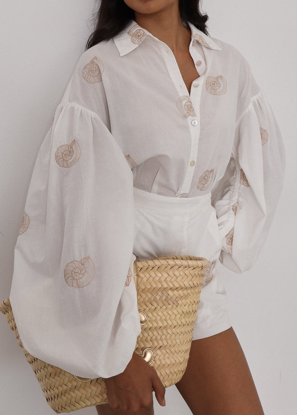 Avia Embroidered Cotton Shorts | White