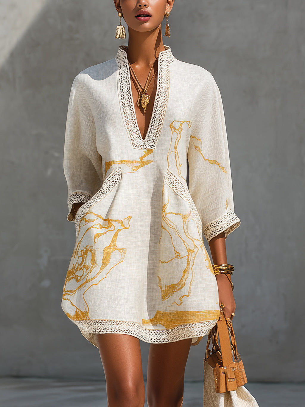 Aliénor · Vestido Mini de Encaje de Ganchillo Marfil