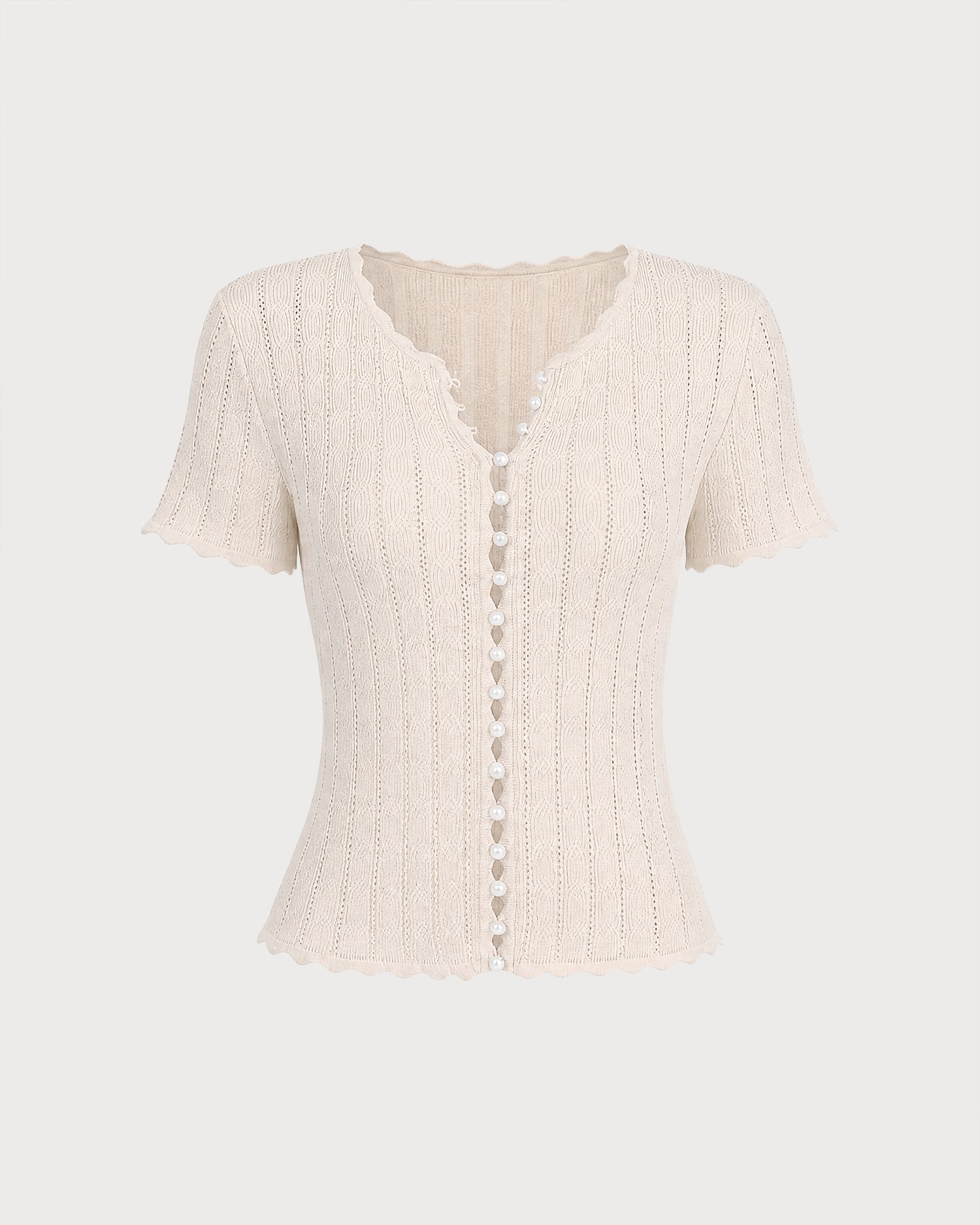 Apricot Cut Out Button Knit Sweater