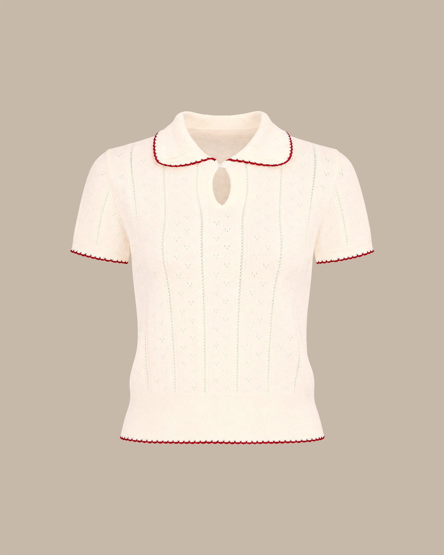 Apricot Collar Contrasting Knit Sweater
