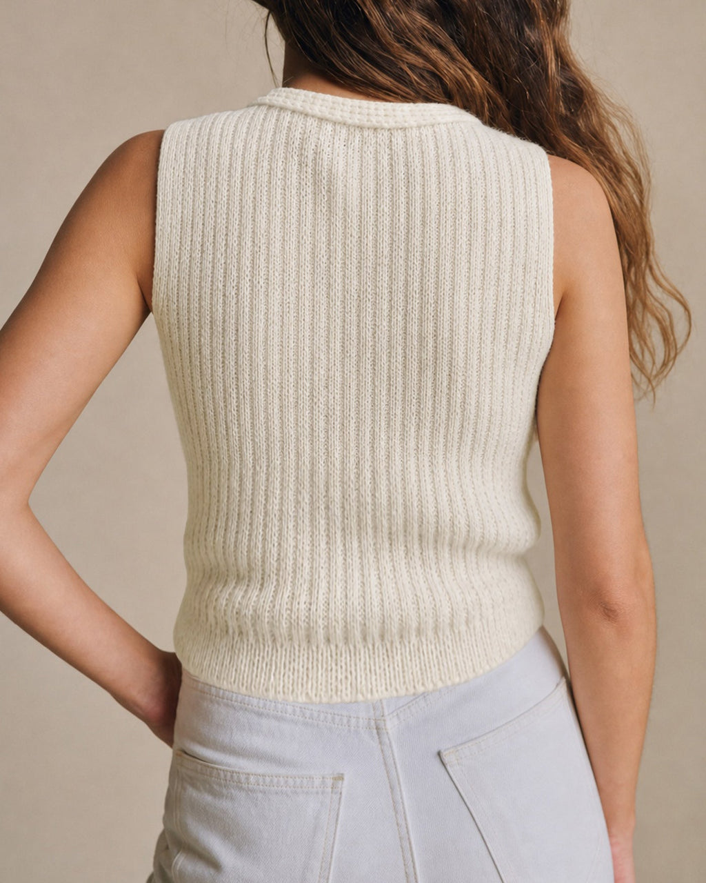 Apricot Collar Cut Out Textured Tank