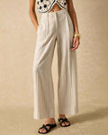 Apricot Elastic Waist Pockets Straight Pants