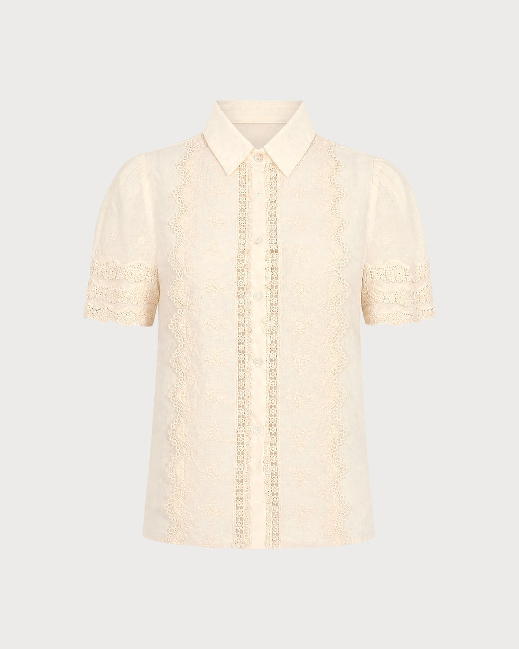 Apricot Cut Out Splicing Button Shirt