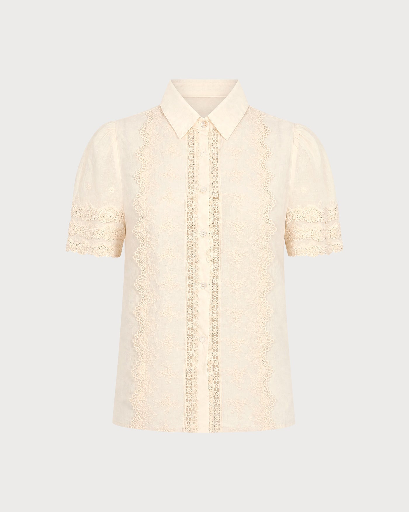 Apricot Cut Out Splicing Button Shirt