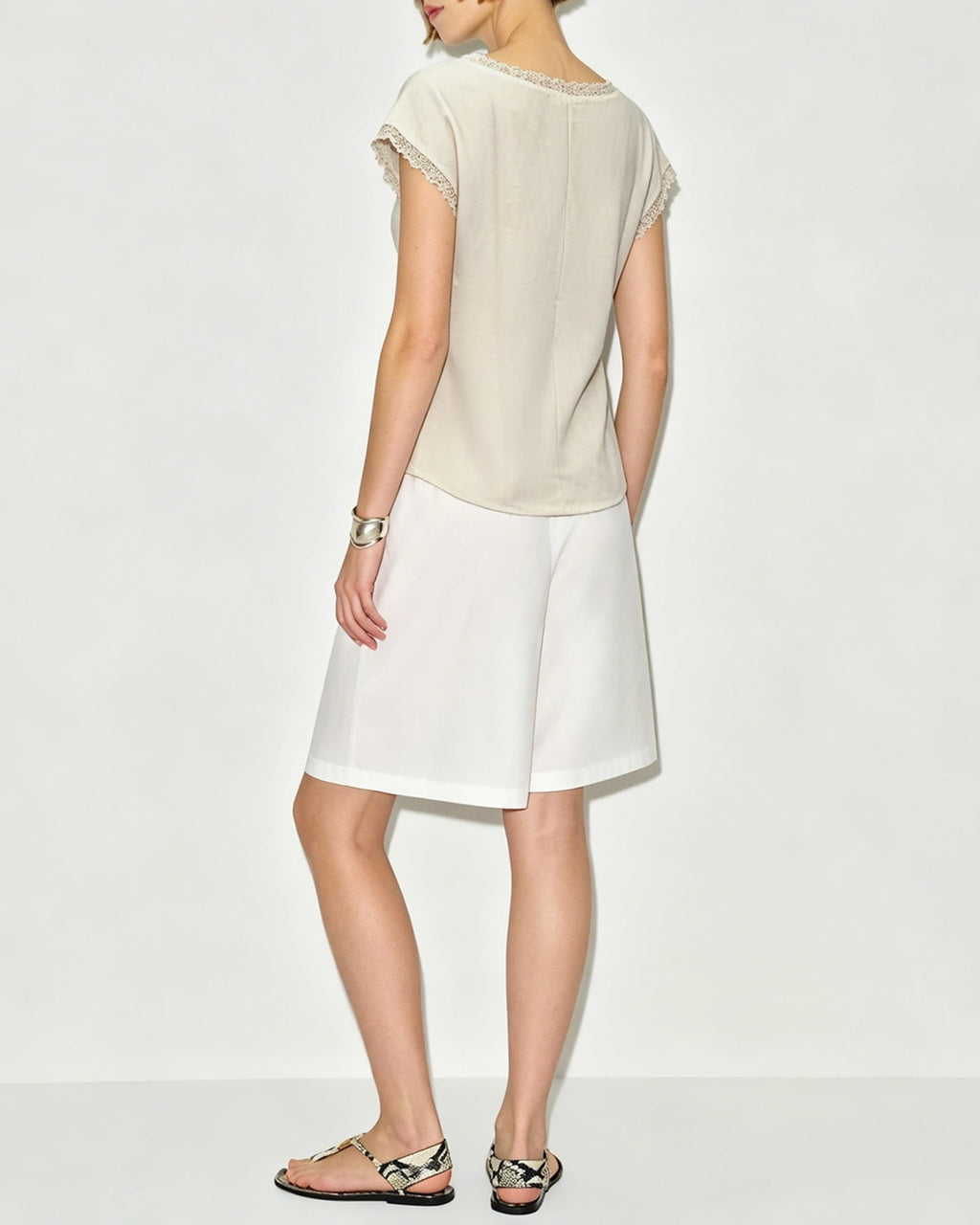 Apricot Boat Neck Splicing Tank Top