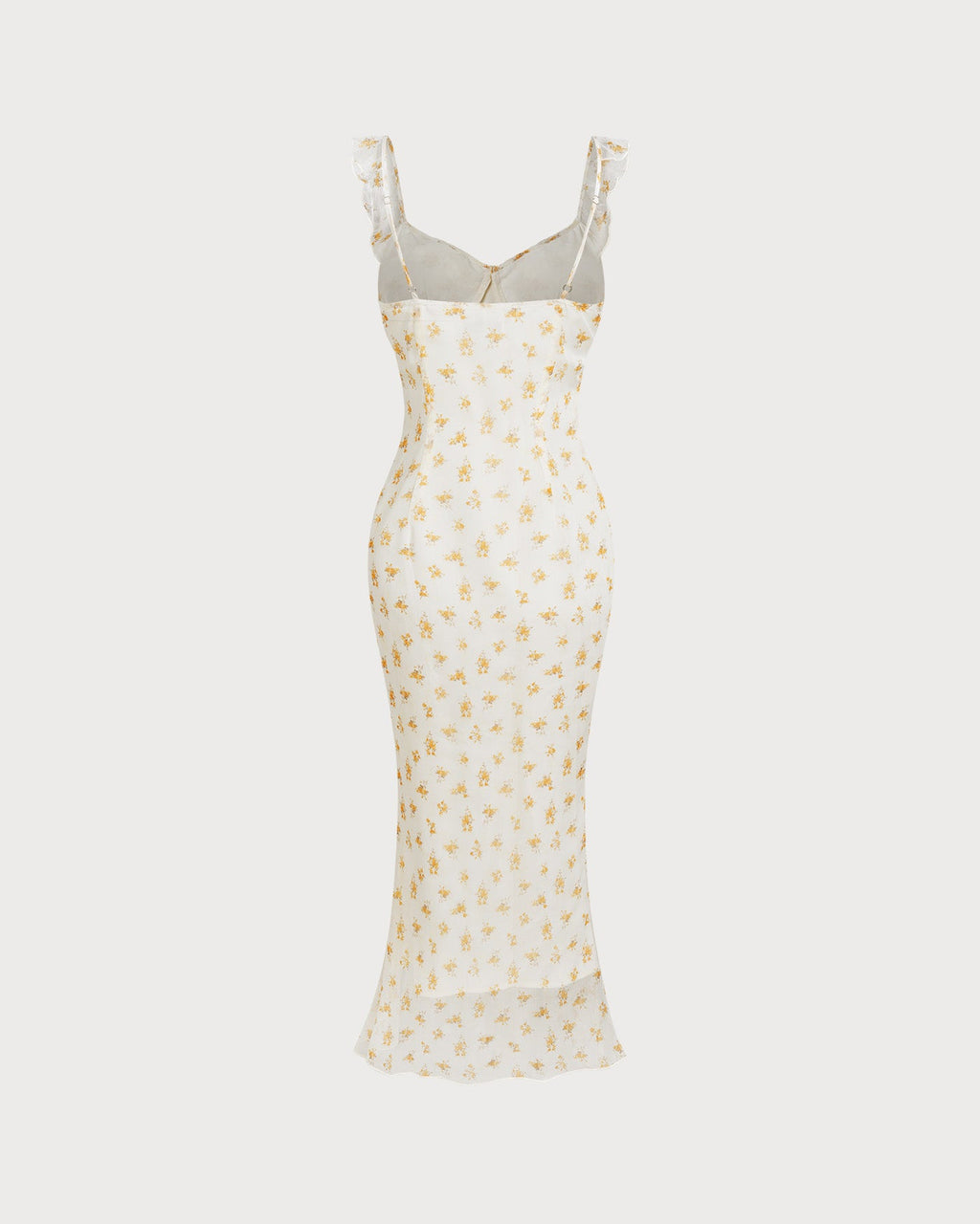 Apricot Floral Ruffle Slip Maxi Dress