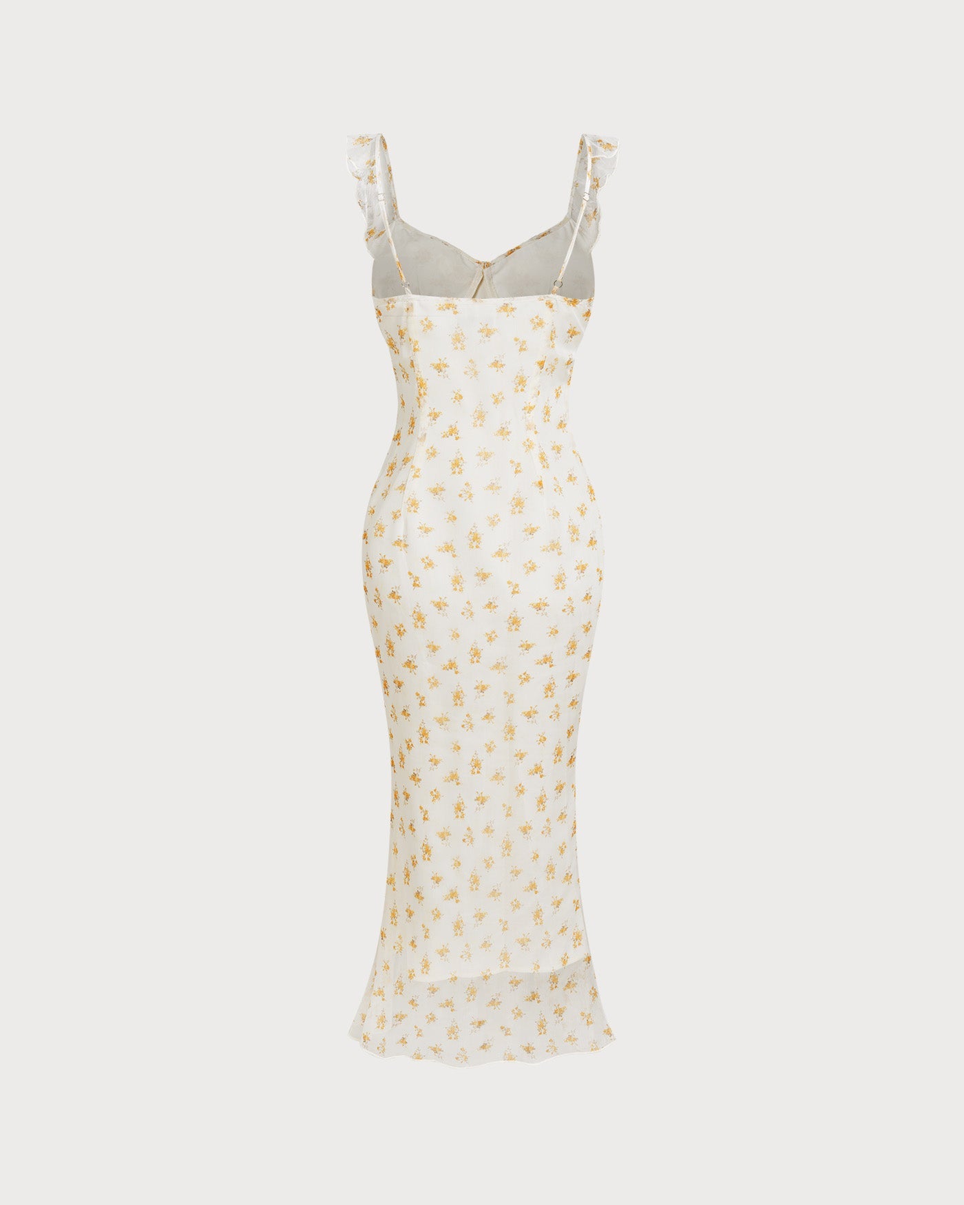 Apricot Floral Ruffle Slip Maxi Dress