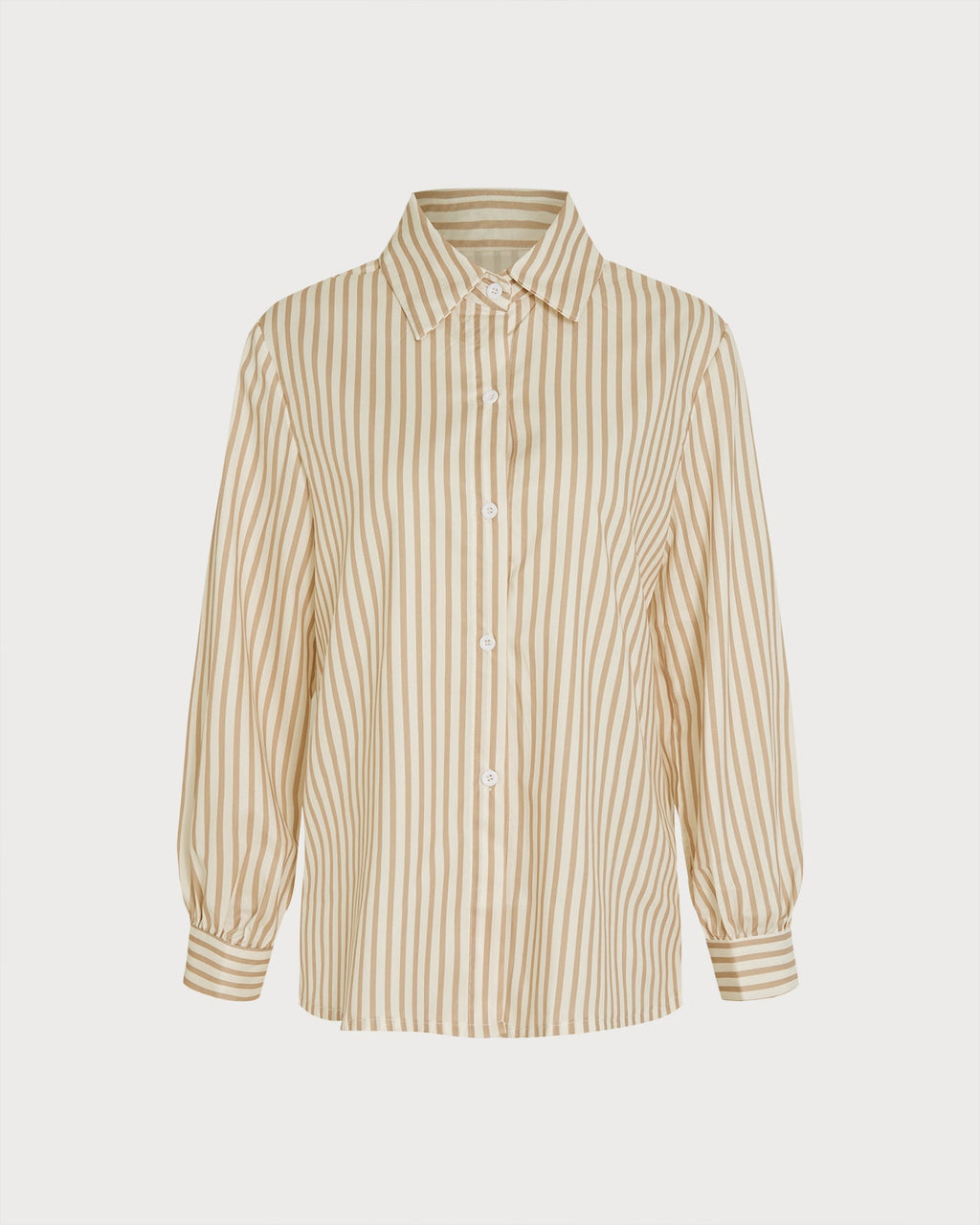 Apricot Collar Striped Button Shirt
