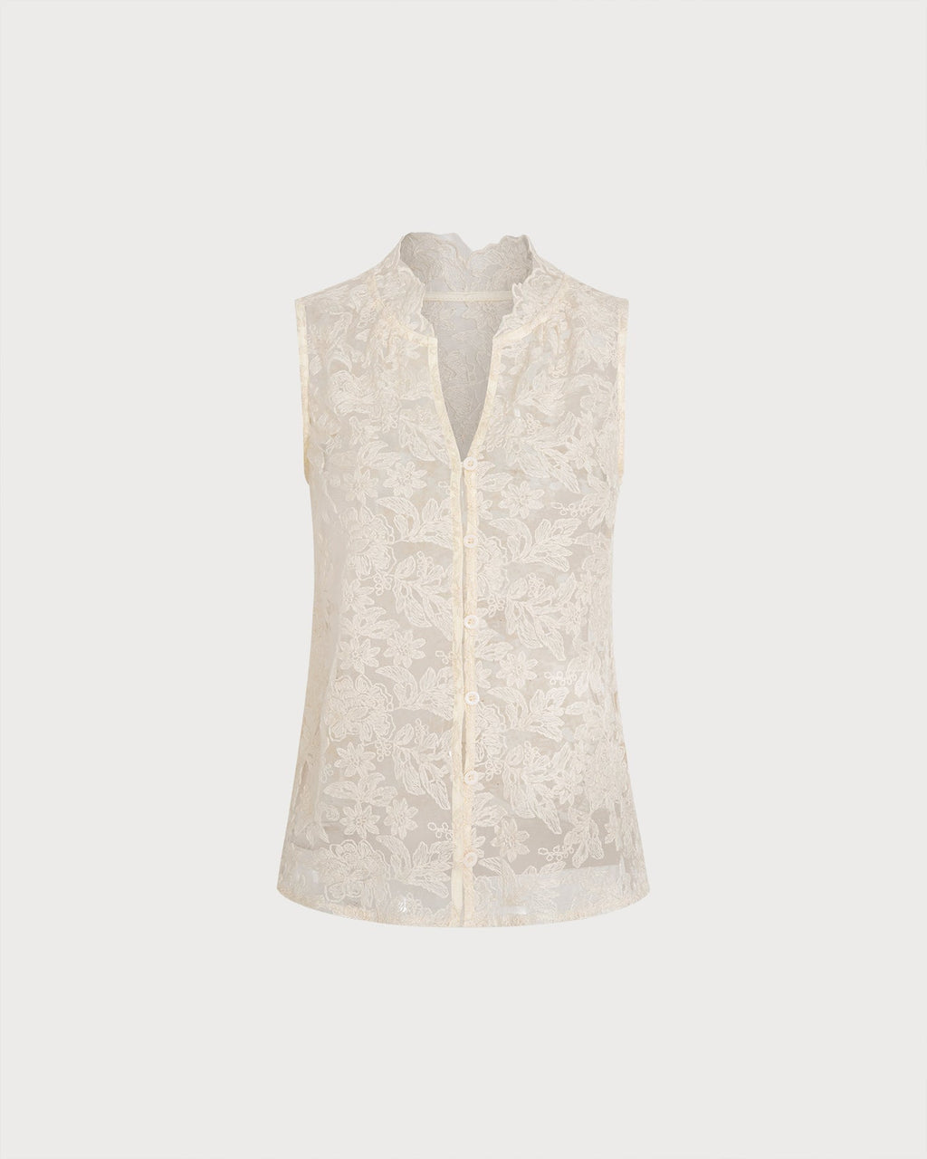 Apricot Embroidery See Through Tank Top