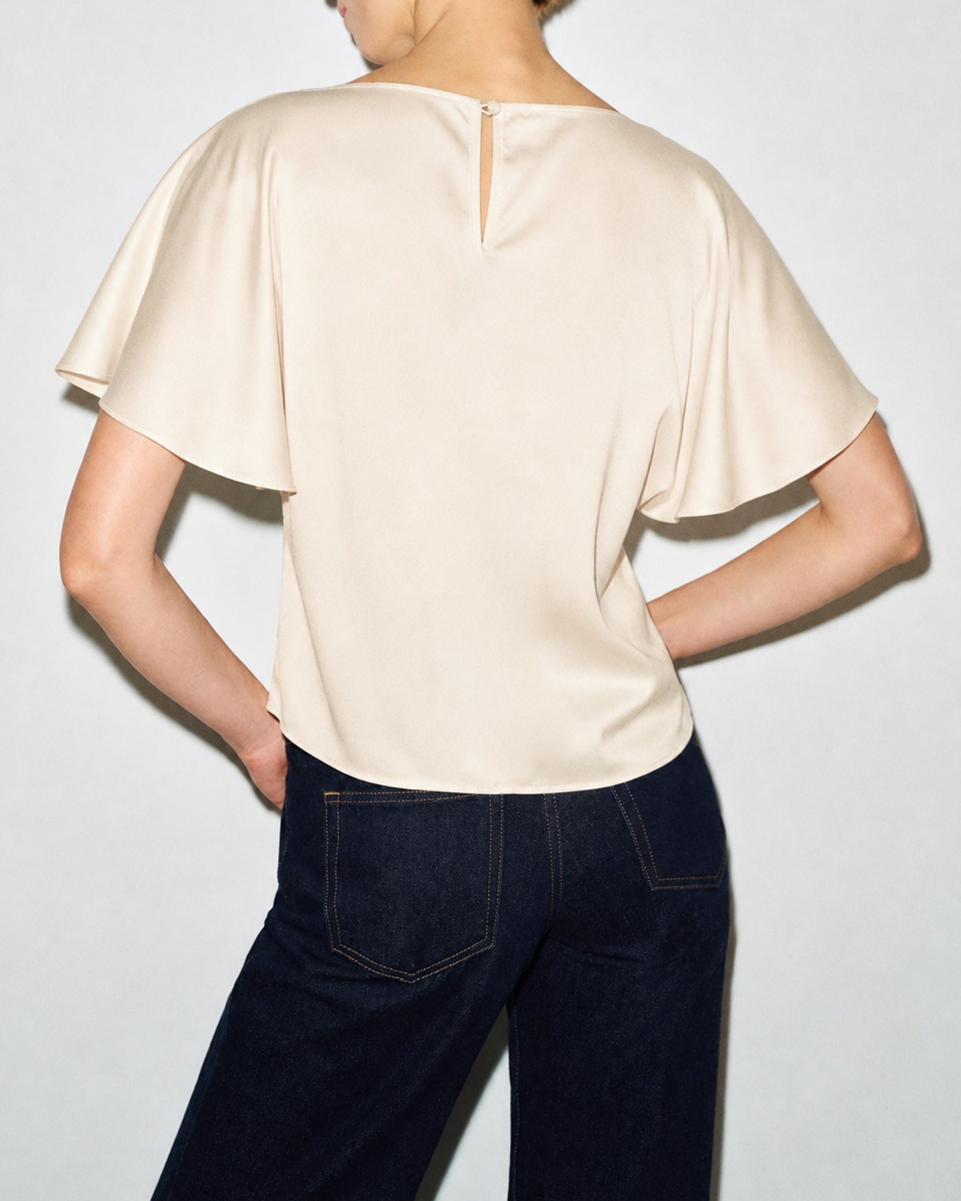 Apricot Cowl Neck Butterfly Sleeve Tee