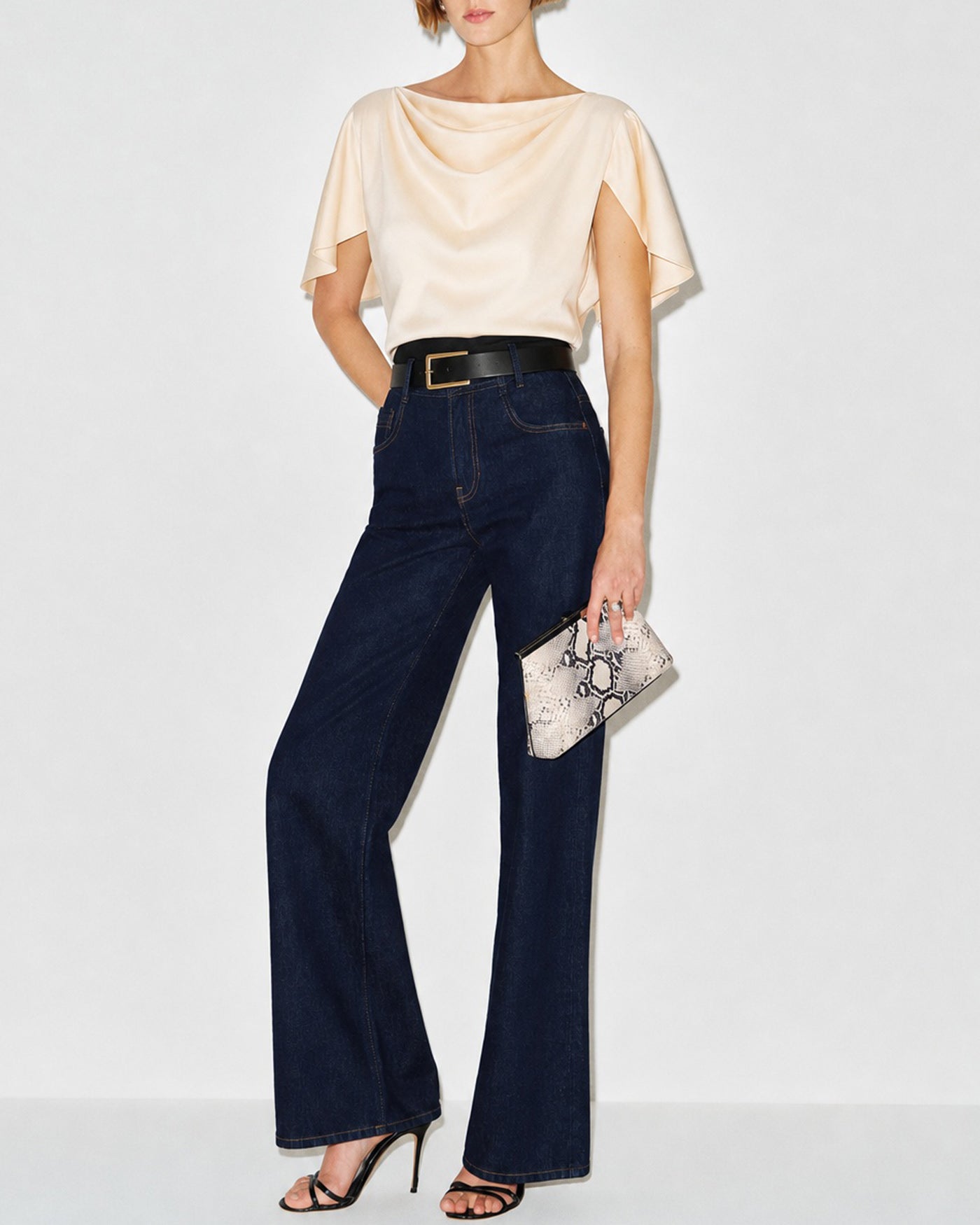 Apricot Cowl Neck Butterfly Sleeve Tee