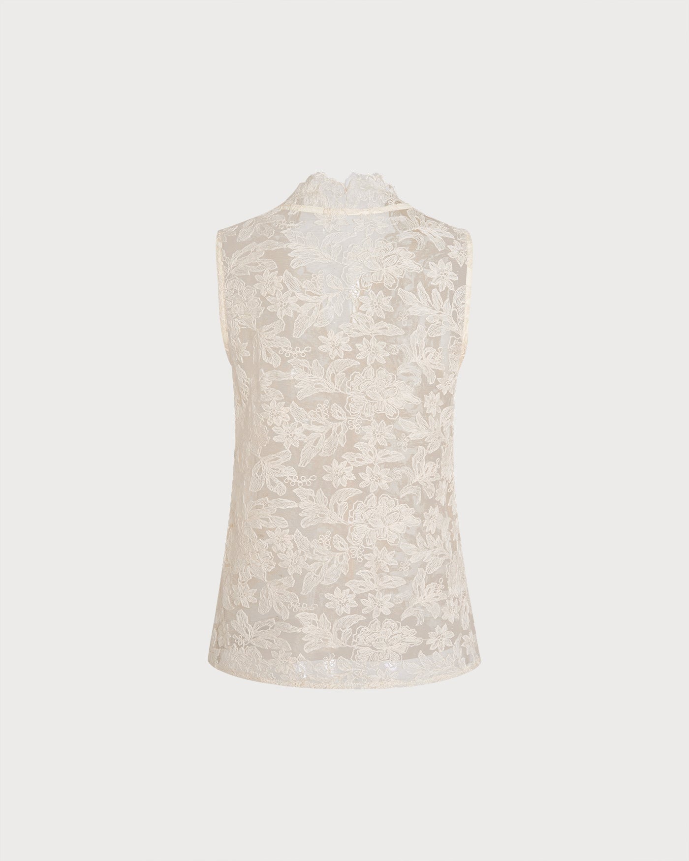 Apricot Embroidery See Through Tank Top