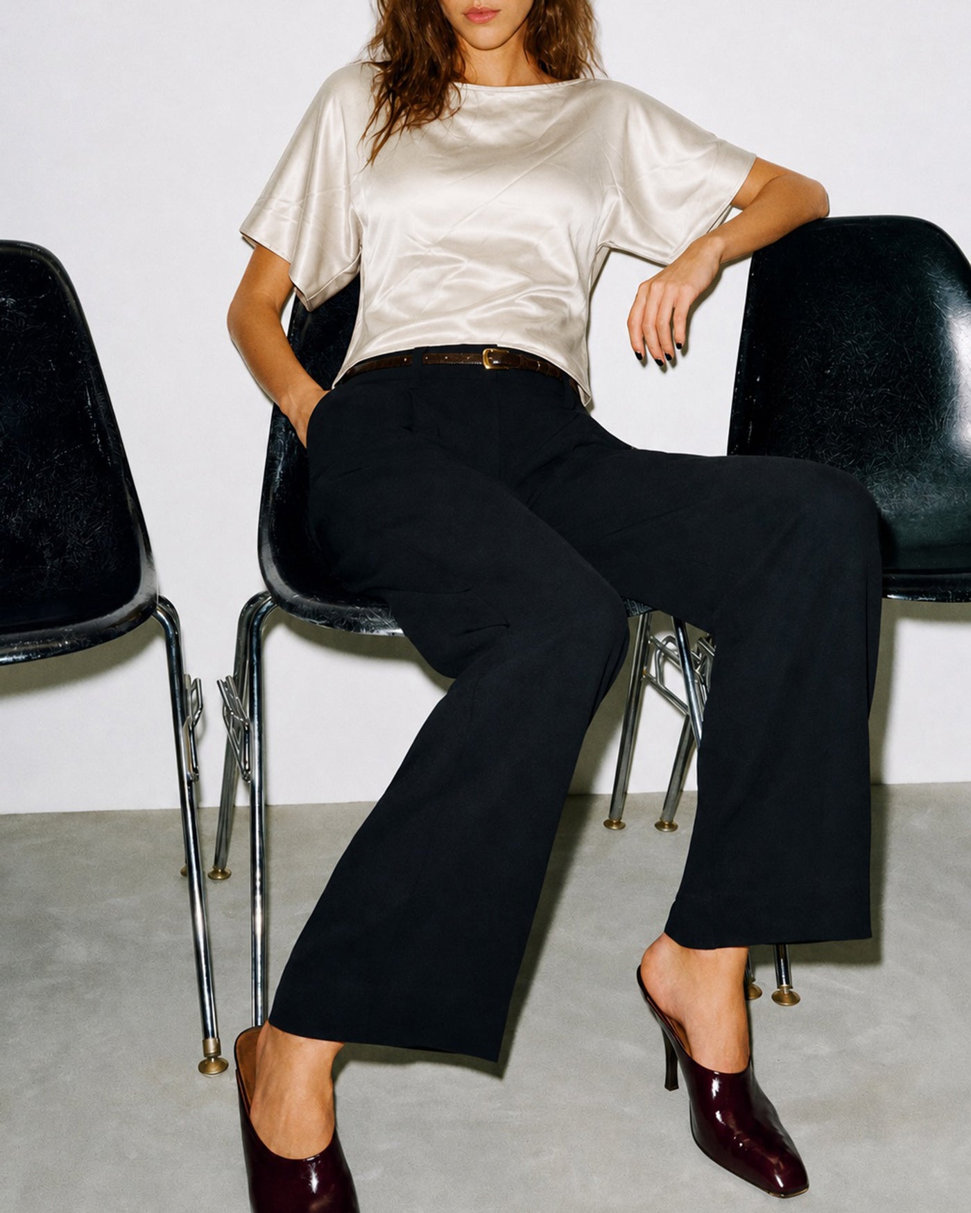 Apricot Boat Neck Drop Shoulder Tie Tee