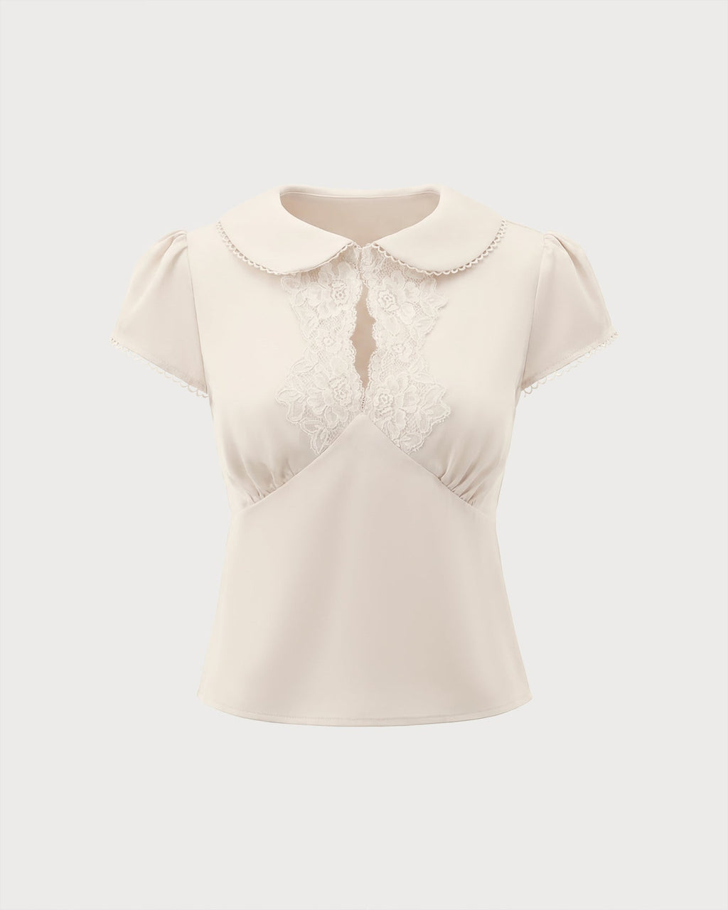 Apricot Collar Lace Splicing Tee