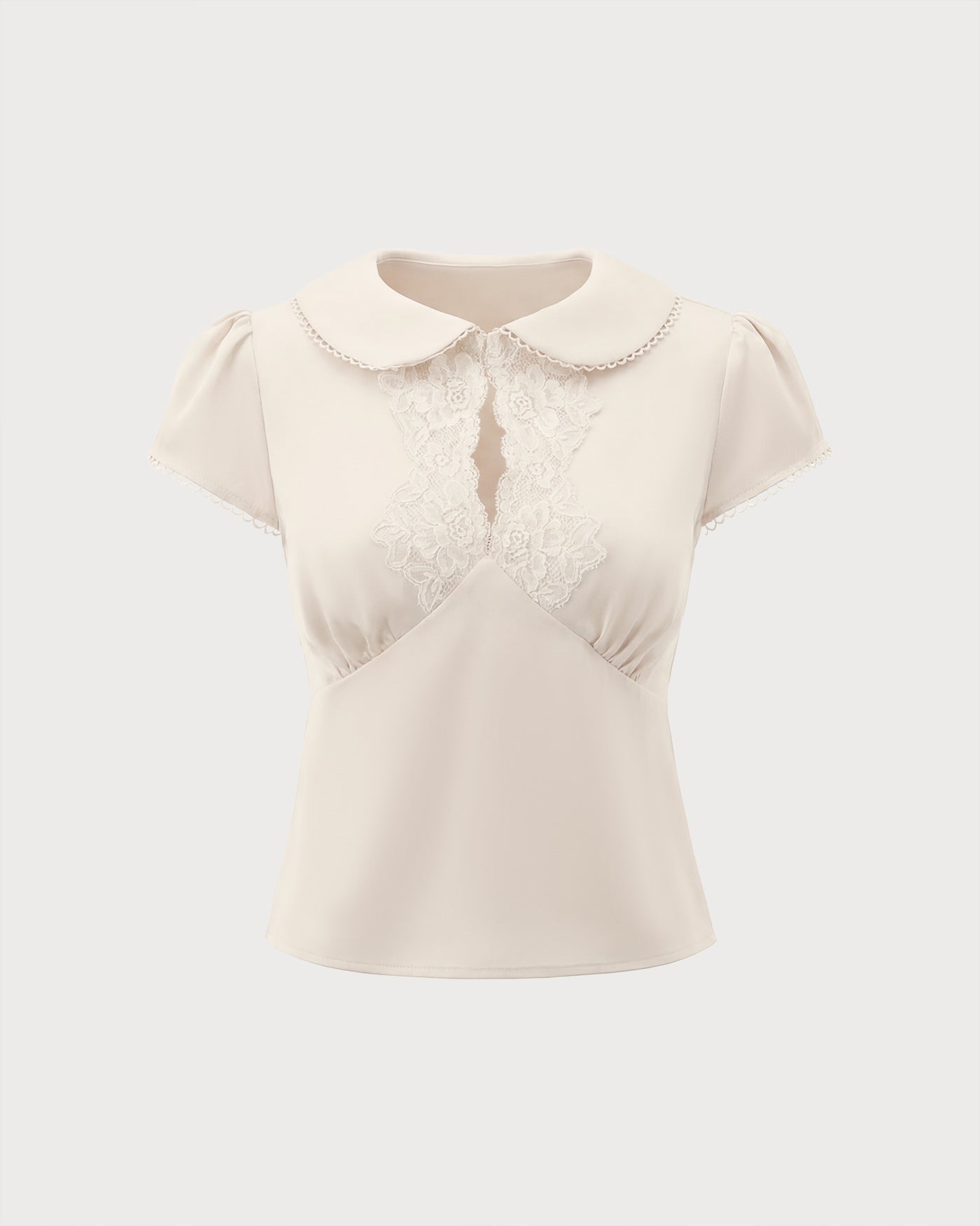 Apricot Collar Lace Splicing Tee